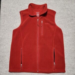 LL Bean Mens XL Tall Fleece Vest‎ Full Zip Orange Sleeveless Pockets